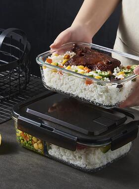 PAGOO耐热玻璃饭盒上班族微波炉加热专用便当盒保鲜盒带饭餐盒