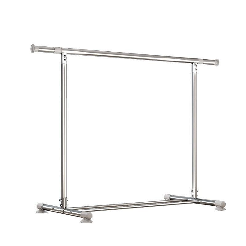 不锈钢简易落地晾衣架伸缩单杆家用出租屋阳台卧室折叠挂衣服昌悦