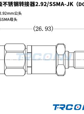 毫米波RF测试级转接器连接器转接头2.92mm公转SSMA母2.92/SSMA-JK