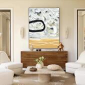 HW.paint原创手绘诧寂赤贫风现代简约客厅油画装 饰画玄关抽象挂画