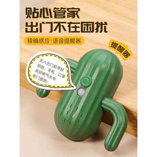 新款仙人掌出门提醒器智能可录音家用老人带钥匙关煤气提示感应器