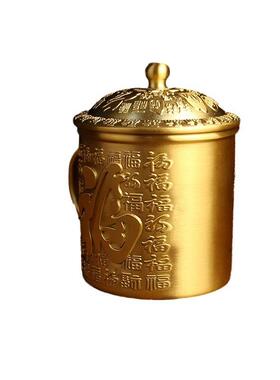 黄铜百福茶杯金属工艺品办公室家居喝茶杯子纯铜福字杯会销礼品批