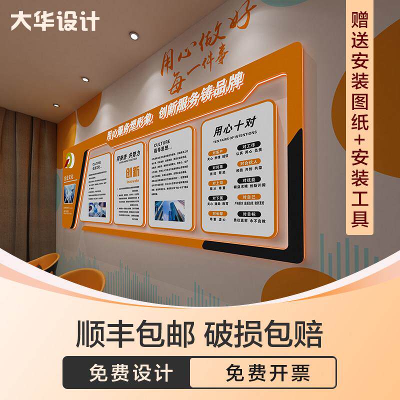 公司企业文化墙定制设计员工风采办公会议室创意团队压克力照片墙