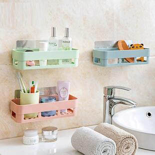 Creative Rectangular Strong Traceless Adhesive Bathroom Shel