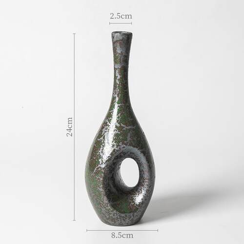 正品铁釉彷古陶瓷花瓶摆件新禅中式锈自插由瓶花花器意中式日式花