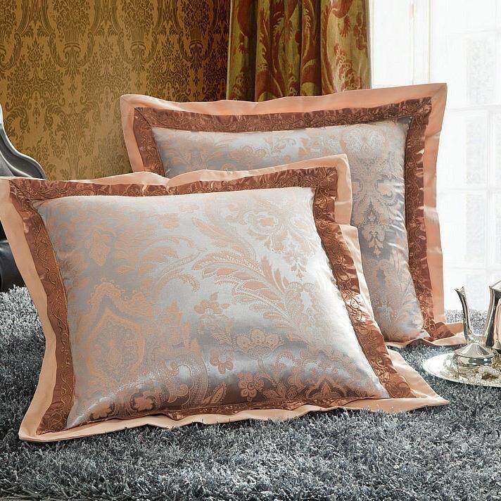 欧式棉贡缎提花结婚庆靠垫套沙发床头靠枕50抱枕大60x60不含芯aω