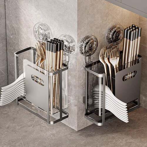 Kitchen suction cup chopsticks storage box, household spoons