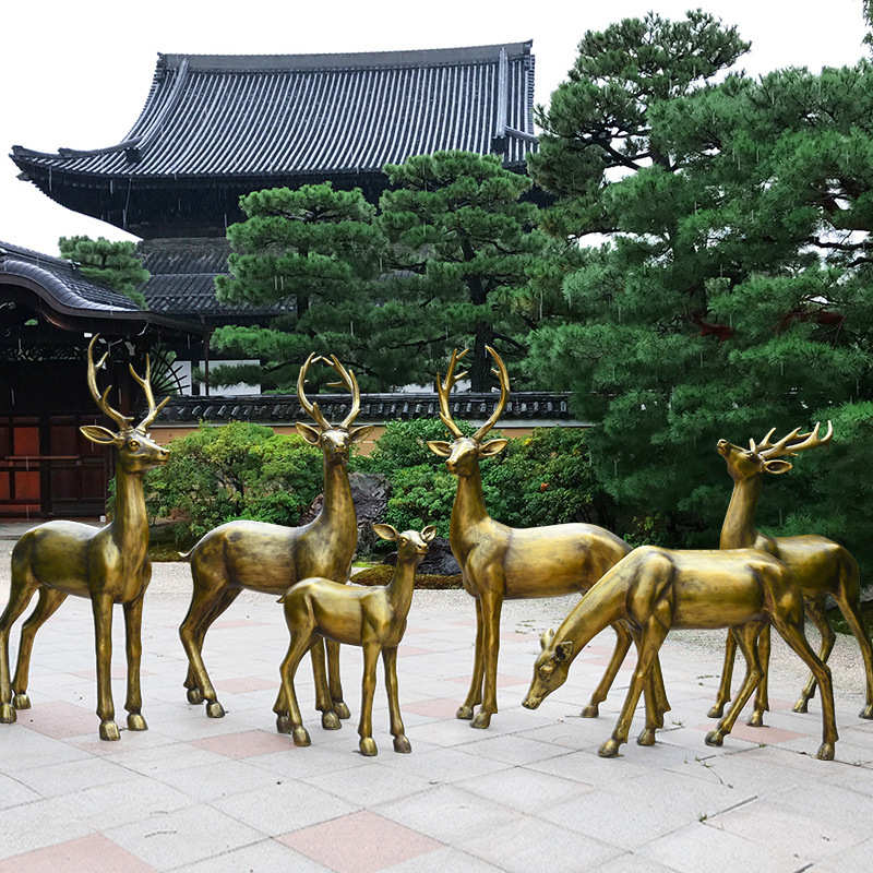 户外园林玻璃钢鹿群雕塑景区小品商场美陈花园公园住宅摆件工艺品