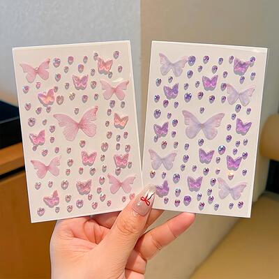 Children's Cartoon Butterfly Rhinestone Stickers, Self-Adhes