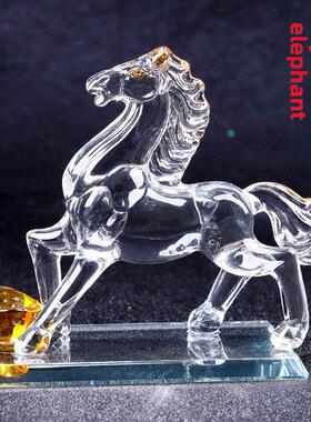 水晶马摆件生肖客厅书房酒柜台办公室创意开业招财礼物装饰工艺品