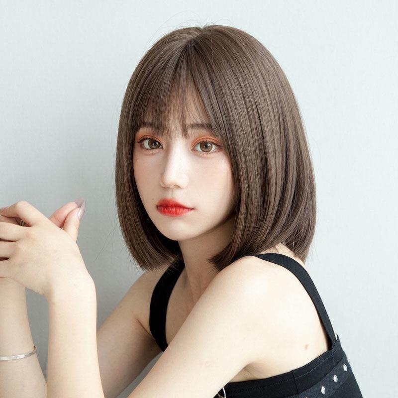 新款直销跨境日韩亚马逊女网红内扣女短发直发 空气刘海头发套假