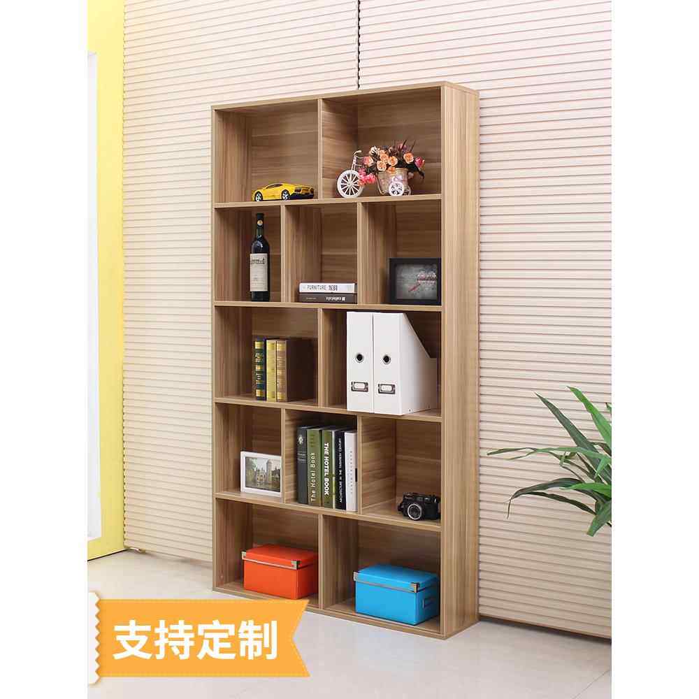 采购产品落地式书架，现代简约组合，格纹门柜，承重储物架，简单