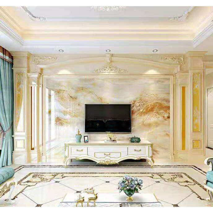 佛山厂家欧式电视背景墙微晶石瓷砖客厅大理石材影视墙简欧罗马柱