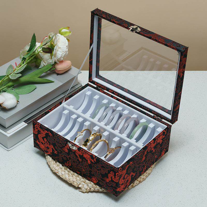 新款直销大容量多规格44位22位手镯收纳箱活动可调节首饰展示盒带