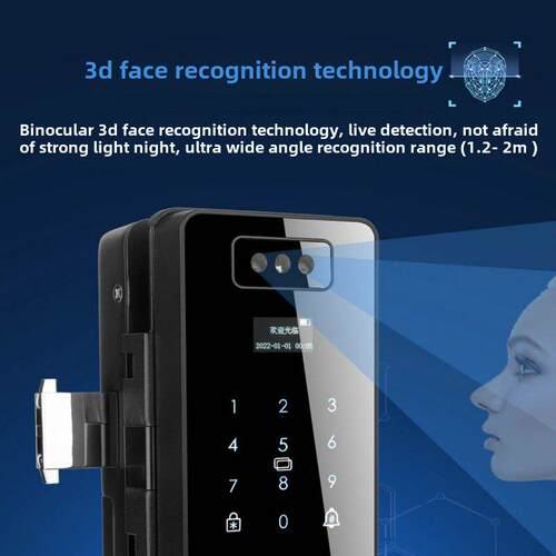慧锁3D人脸指纹玻璃门锁办公室单双开密码刷卡智能电子磁卡感应锁