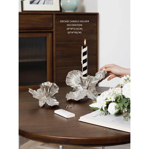 迷屿家居 气质如兰 兰花烛台中古浪漫氛围感客厅桌面餐桌艺术摆件