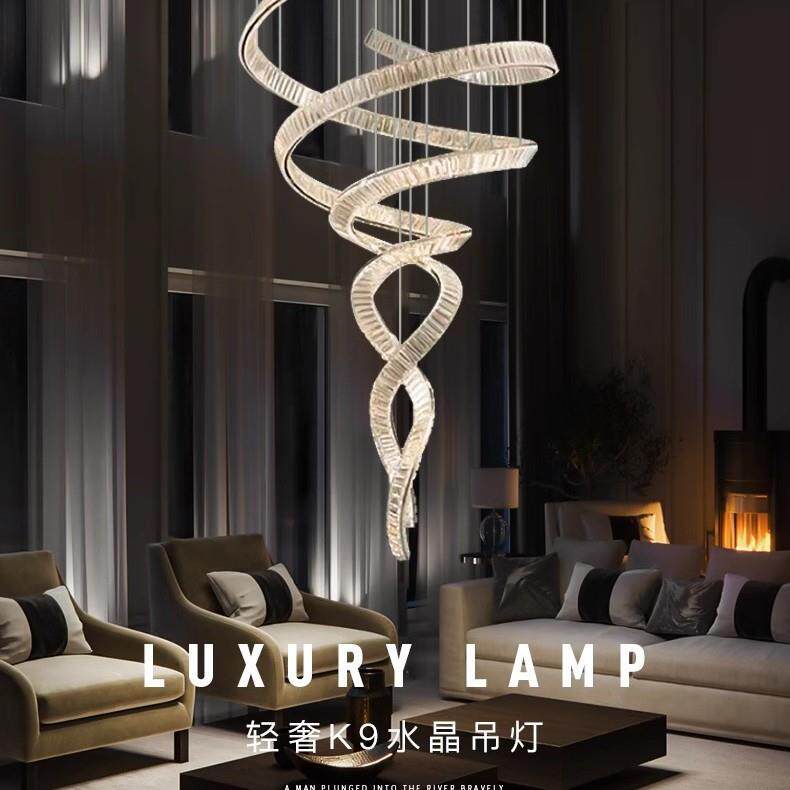 设计师艺术轻奢水晶灯餐厅意式客厅复式楼大吊灯意大利别墅挑空灯