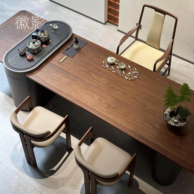 徽影新中式实木茶桌椅组合黑胡桃木高端大气简约轻奢岛台泡茶桌,住宅家具,家用茶台/茶桌,淘宝优惠券,粉丝福利购,淘宝优惠卷