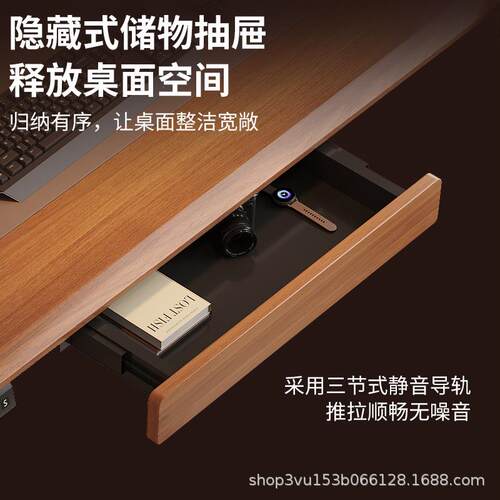 实木电升降升桌电脑桌可升降桌子家用动学698习工台办作公书桌降