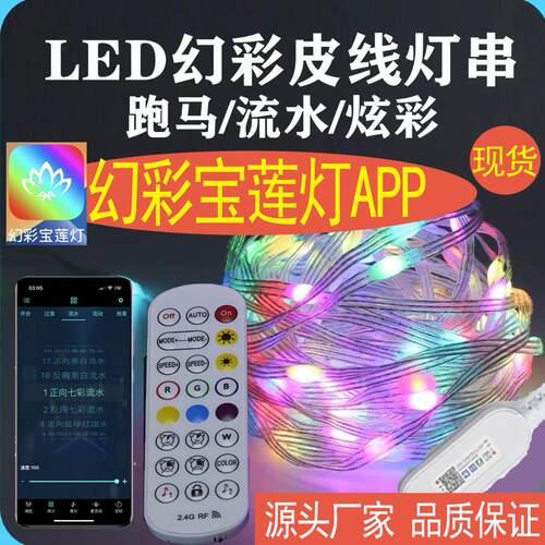网红爆款宝莲灯幻彩蓝牙App控制轻量化声控串串灯幻彩皮线灯