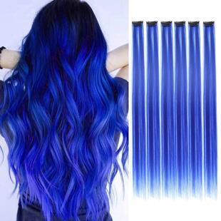 Clip in Hair Extensions Colored Party Highlights 22 inches