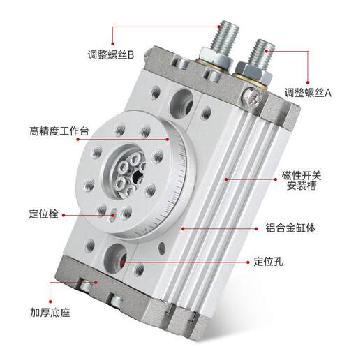 小型摆台180度旋转气缸MSQB/MSQB1A/2A/3A/7A 90度可调回转气缸