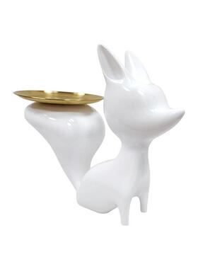 北欧轻奢狐狸动物托盘放钥匙首饰收纳玄关茶几装饰摆件酒柜展示柜