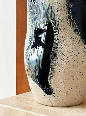 仛寂风艺术手工玻璃花瓶日式新中式禅意高级干枝民宿茶室软装花器