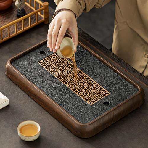 高档仿乌金石茶盘家用茶台沥水盘茶托盘茶具2026新款茶海套装干泡