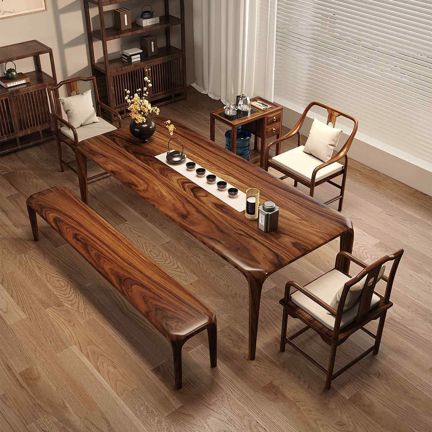 胡桃木榫卯全实木茶桌椅组合简约现代客厅家用茶台办公一体茶几,住宅家具,家用茶台/茶桌,淘宝优惠券,粉丝福利购,淘宝优惠卷