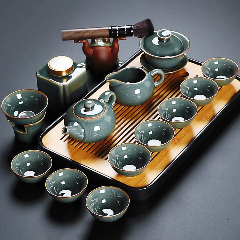 2025新款哥窑茶具套组家用高档办公室中式功夫茶杯泡茶壶高端一套