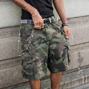 Men's Camouflage Denim Cargo Shorts Relaxed Fit Streetwear