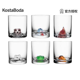 北欧设计师风动物水杯 46cl创意玻璃水 BODA水晶玻璃杯 瑞典KOSTA