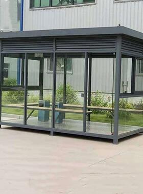 钢结构吸烟亭成品 户外公共吸烟区吸烟房 车站工厂室内休息吸烟室