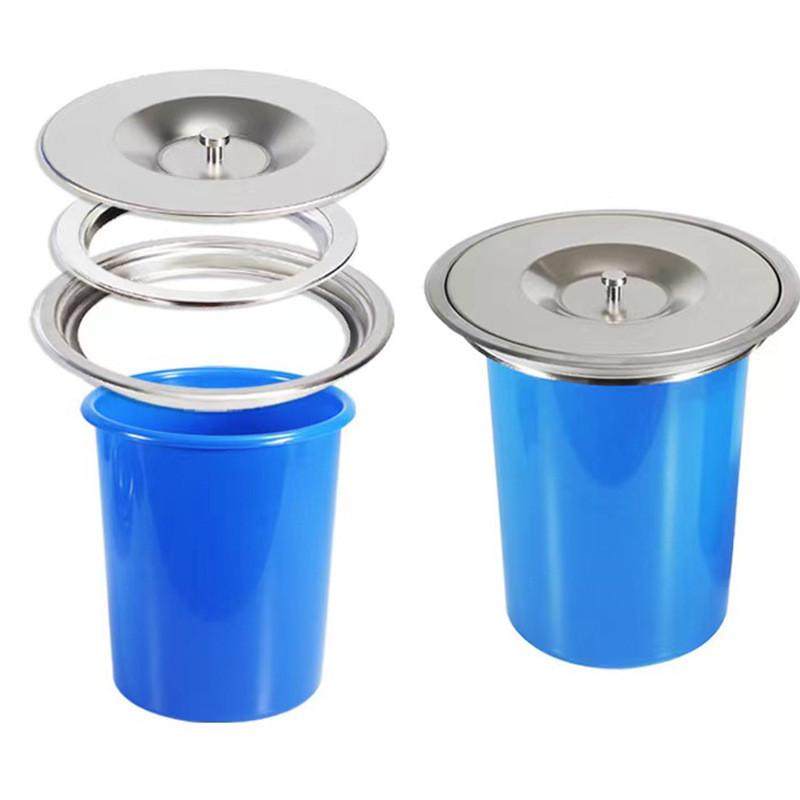 圆形台面/不锈钢台面5l垃圾桶盖子厨房盖子嵌入嵌入式垃圾桶摇盖