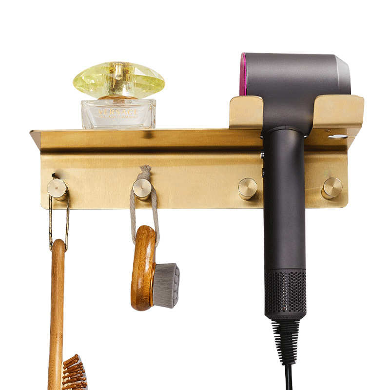 新款浴室吹风机架不锈钢免打孔壁挂风筒架浴室置物架卫生间挂衣钩