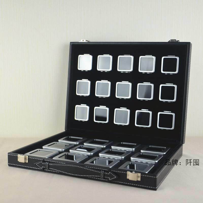。大容量透明金属裸钻盒裸石彩色宝石收纳pu展示盒子便携收藏展会