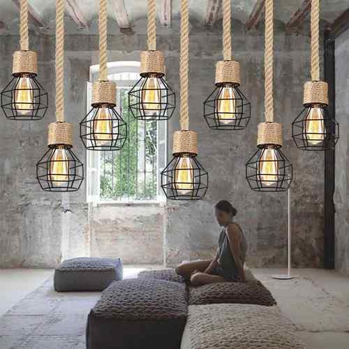 麻绳复古吊灯工业风铁艺餐厅酒吧服装烧烤店复古装饰店铺商用灯具