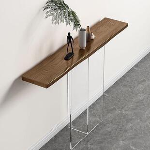 亚克力玄关395桌子靠中式 条案实木艺轻术现奢代简约入墙户柜子超