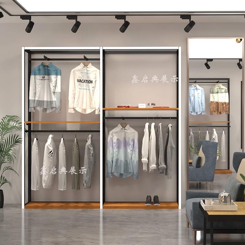 服装店展示架上墙落地式男装货架潮牌带灯陈列架高档店铺设计定制