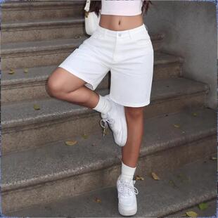 Shorts Women Casual Y2K Loose-Fitting Denim Medium Wash