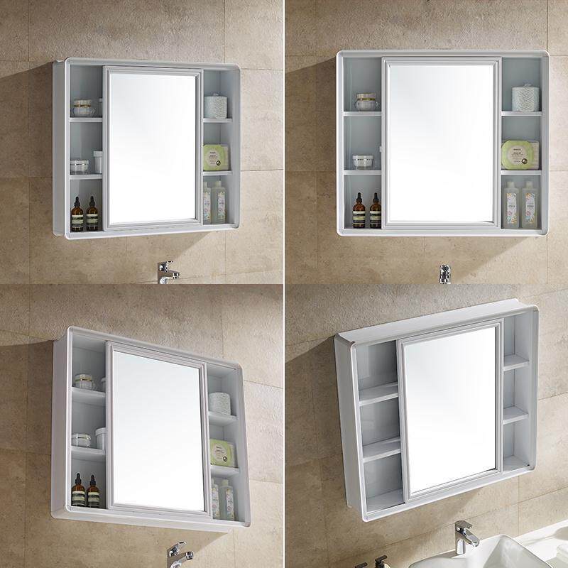 浴室镜柜卫生间镜子带置物架洗漱镜挂墙式单独储物推拉厕所洗新品