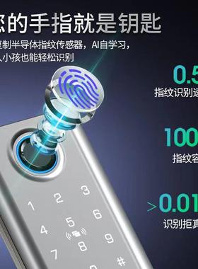 免布牛线庭院门WWMn头智能锁一即开防盗门密码锁指家用多触功能纹