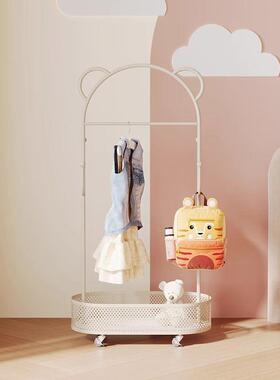 儿童FY8Za5pf挂衣架衣架卧室家带用轮移动奶衣帽架油脏衣篮卡通可