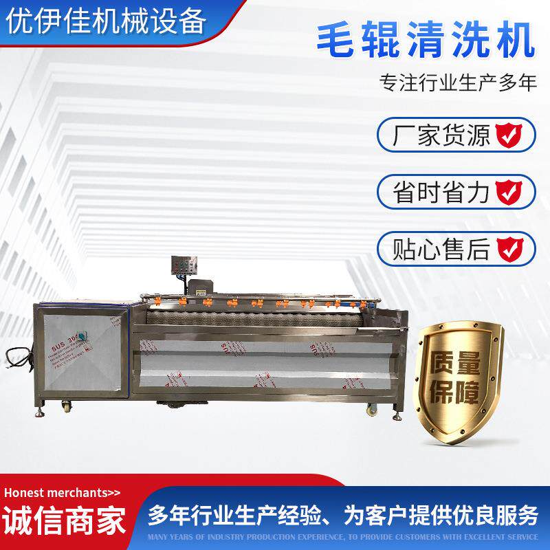 不锈钢商用电动深度清洁去垢去皮采用尼龙刷丝果蔬平行毛棍清洗机