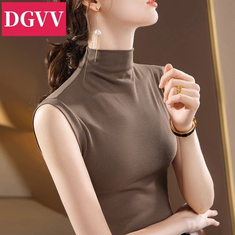 DGVV半高领无袖背心女2024年春秋新款莫代尔打底衫女内搭紧身上衣