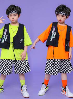 街舞儿童潮服男童hiphop嘻哈童装幼儿园表演服装男生六一演出服帅