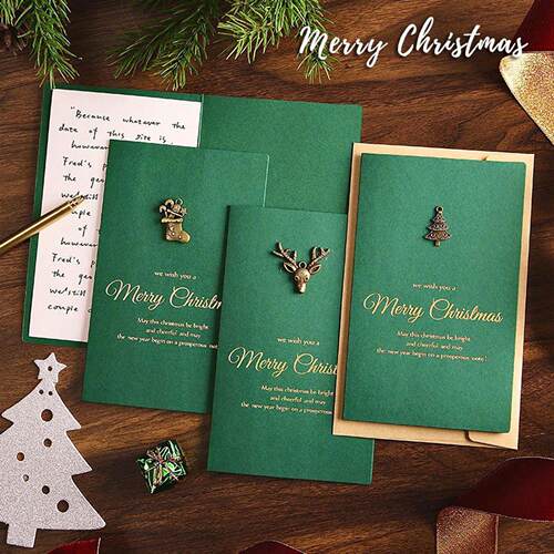 Gold Embossed Christmas Card Greeting Cards Merry Xmas