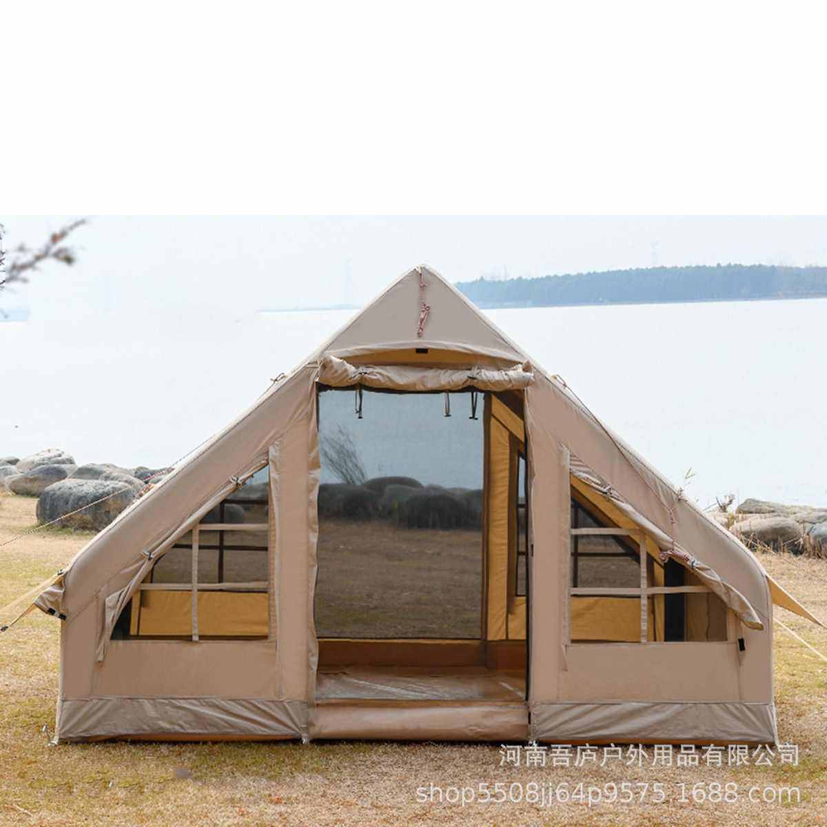 野炊充气帐平米网.防晒屋脊防水红6帐篷户外牛津布3