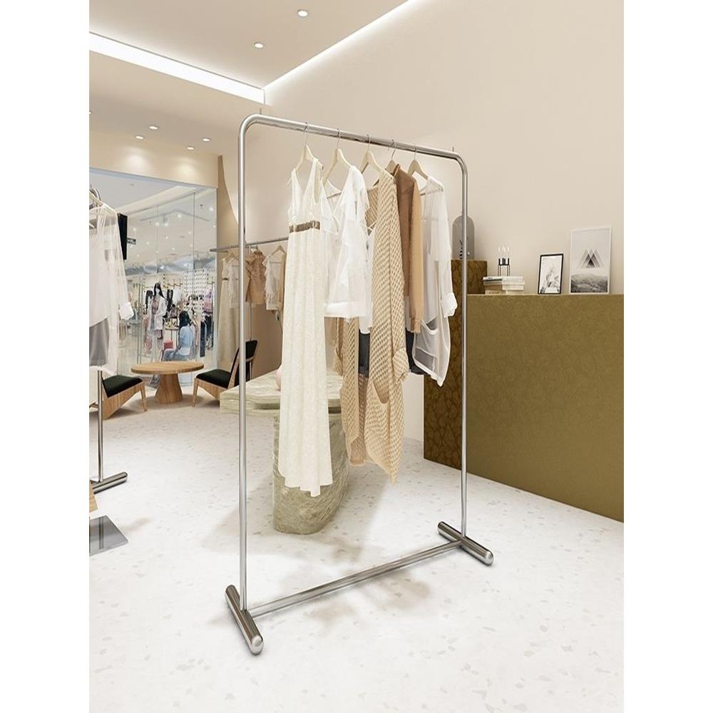 服装商店展示架不锈钢简单落地式岛式衣架男孩和女孩服装商店货架